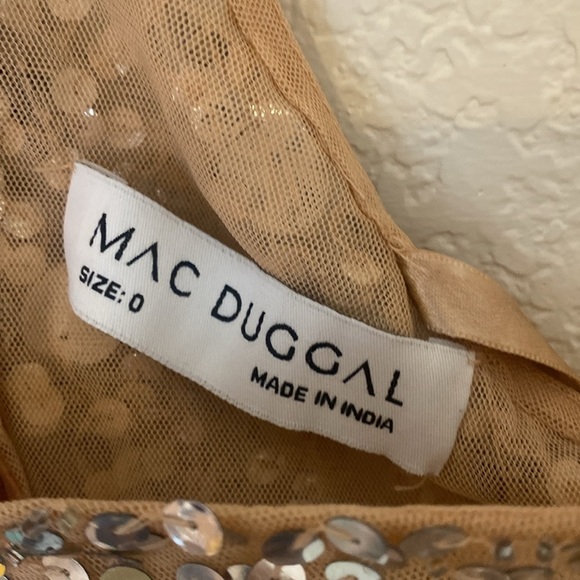 NWT! Mac Duggal Asymmetrical Sequin Beige Mini Dress size 0… - Picture 7 of 11